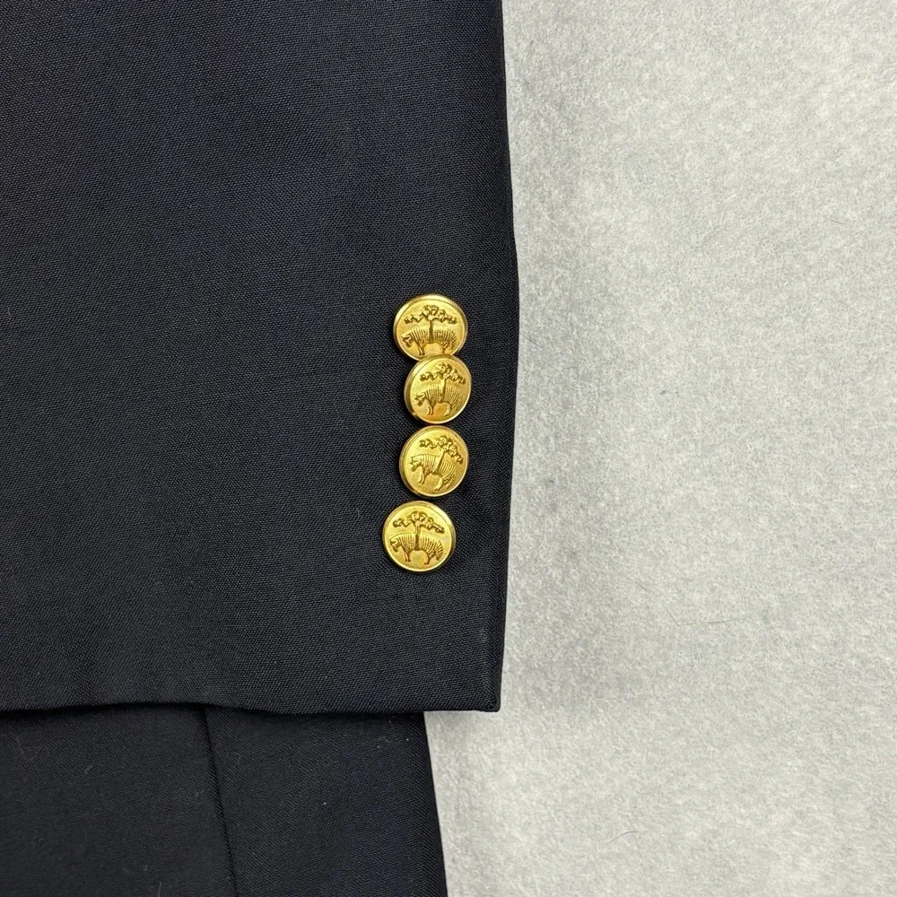 Brooks Brothers Loro Piana Blazer Mens 40R Black Gold Button Brooksease Wool USA